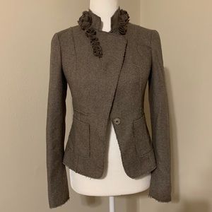 Herringbone Wool Floral Tweed Jacket blazer
